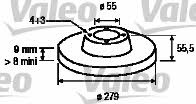 Valeo 197019 Rear brake disc, non-ventilated 197019