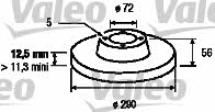 Valeo 197022 Rear brake disc, non-ventilated 197022