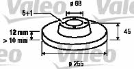 Valeo 197038 Rear brake disc, non-ventilated 197038