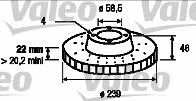 Valeo 186102 Front brake disc ventilated 186102