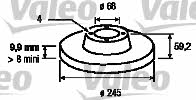 Valeo 186114 Rear brake disc, non-ventilated 186114