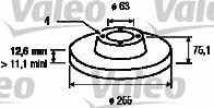 Valeo 186115 Unventilated front brake disc 186115