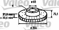 Valeo 186116 Front brake disc ventilated 186116