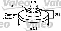 Valeo 186135 Rear brake disc, non-ventilated 186135
