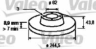 Valeo 186143 Unventilated front brake disc 186143