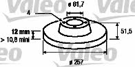 Valeo 186152 Unventilated front brake disc 186152