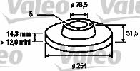 Valeo 186168 Unventilated front brake disc 186168
