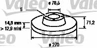 Valeo 186169 Unventilated front brake disc 186169