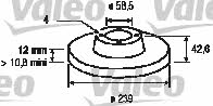 Valeo 186173 Unventilated front brake disc 186173