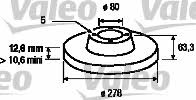 Valeo 186180 Unventilated front brake disc 186180