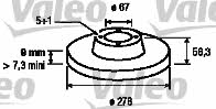 Valeo 186183 Rear brake disc, non-ventilated 186183