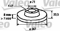 Valeo 186196 Rear brake disc, non-ventilated 186196