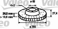 Valeo 186198 Front brake disc ventilated 186198