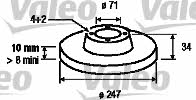 Valeo 186199 Rear brake disc, non-ventilated 186199