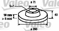 Valeo 186204 Rear brake disc, non-ventilated 186204