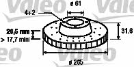 Valeo 186219 Front brake disc ventilated 186219