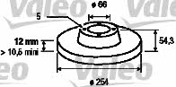 Valeo 186223 Rear brake disc, non-ventilated 186223