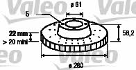 Valeo 186224 Front brake disc ventilated 186224