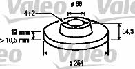 Valeo 186225 Rear brake disc, non-ventilated 186225