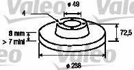 Valeo 186231 Rear brake disc, non-ventilated 186231