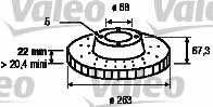 Valeo 186255 Front brake disc ventilated 186255