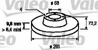 Valeo 186256 Rear brake disc, non-ventilated 186256