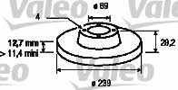 Valeo 186257 Unventilated front brake disc 186257