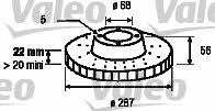 Valeo 186264 Front brake disc ventilated 186264