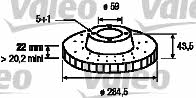 Valeo 186265 Front brake disc ventilated 186265