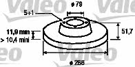 Valeo 186274 Unventilated front brake disc 186274