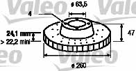 Valeo 186277 Front brake disc ventilated 186277