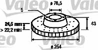 Valeo 186278 Front brake disc ventilated 186278