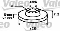 Valeo 186288 Rear brake disc, non-ventilated 186288