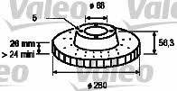 Valeo 186289 Front brake disc ventilated 186289