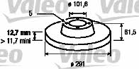 Valeo 186310 Rear brake disc, non-ventilated 186310