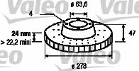 Valeo 186401 Front brake disc ventilated 186401