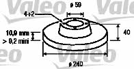 Valeo 186406 Rear brake disc, non-ventilated 186406