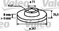 Valeo 186416 Rear brake disc, non-ventilated 186416