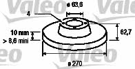 Valeo 186428 Rear brake disc, non-ventilated 186428