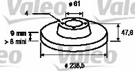 Valeo 186432 Rear brake disc, non-ventilated 186432