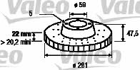 Valeo 186442 Front brake disc ventilated 186442
