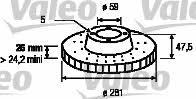Valeo 186443 Front brake disc ventilated 186443