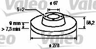 Valeo 186462 Rear brake disc, non-ventilated 186462