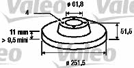Valeo 186501 Unventilated front brake disc 186501