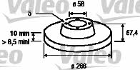 Valeo 186503 Rear brake disc, non-ventilated 186503