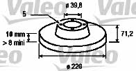 Valeo 186517 Rear brake disc, non-ventilated 186517