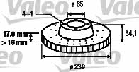 Valeo 186523 Front brake disc ventilated 186523