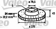 Valeo 186537 Front brake disc ventilated 186537