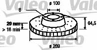 Valeo 186547 Front brake disc ventilated 186547