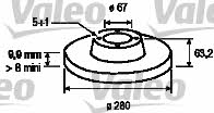 Valeo 186552 Rear brake disc, non-ventilated 186552